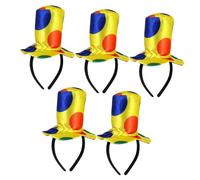 HEALSOPTHY 5pcs Clown Hat Headbands for Halloween Carnival Birthday Parties Fun and Costume Accessories for Adults and Multievent Headdresses with Vibrant Colors and Unique Designs