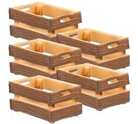 HEALSOPTHY 5Pcs Hollow Wooden Mini Crates for Dollhouse Miniatures, Pretend Play Accessories, Photography Scenery Props, Miniature Storage Boxes for Craft and Decor