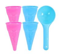 HEALSOPTHY 5pcs Ice Cream Cone Scoop Sets Bright Colored Plastic Beach for Outdoor Sand Pit Play Promotes Creativity and Social Skills Suitable for Boys Random Color