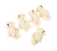 HEALSOPTHY 5Pcs Mini DIY Pearl Velvet Bear Plush Crafts Jointed Tiny Bear Ornament for Hats Scarves Bags Clothing Accessories in Stable Material for Sewing and Handmade Decor