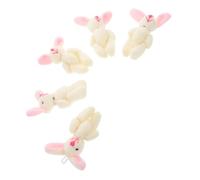HEALSOPTHY 5PCS Miniature Bunny Figures Soft Plush Jointed Rabbits Cute Tiny Stuffed Animals for Easter Birthday Gifts Home Office Bedroom Decoration