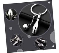 HEALSOPTHY 5pcs Silver Bowling Keychain Bag Hanging Ornaments with Vivid Bowling Pin Charms Multipurpose Keyring Charms for Adults Stylish Souvenir Gifts