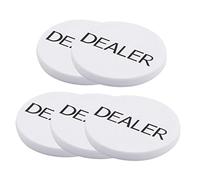 HEALSOPTHY 5Pcs White Dealer Button Poker Chips Bingo Game Tokens for Counting Sorting and Math Learning Accessories