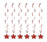 HEALSOPTHY 6 Pcs Red Pentagram Shaped Spiral Ornaments Hanging Swirl Decorations Made of Sturdy Pvc, for Holiday and Birthday Party Celebration Accessories