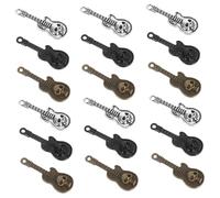 HEALSOPTHY 60pcs Mini Metal Skull Guitar Charms for Jewelry Making Alloy Music Pendants in Black Antique Silver Antique for DIY Necklace Bracelet Keychain Earring Accessories Fade-resistant