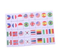 HEALSOPTHY 64pcs Portable Two-player Mahjong Tile Game Set with National Flag Pattern Educational Memory Matching Geography Board for Adults Compact Travel-friendly Melamine Tiles