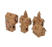 HEALSOPTHY 6PCS Cardboard Playhouse Kit DIY Color Your Own Mini House Model with Educational Construction and Artistic Creativity for Indoor Family Fun
