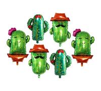 HEALSOPTHY 6Pcs Large Cactus Foil Balloons Colored Party Decorations for Birthday Summer and Mexican Themed Events Eye Catching and Thick Material for Festive Atmosphere