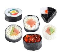 HEALSOPTHY 6Pcs Lifelike Japanese Sushi Model Small Fake Food Decors Realistic Rice Rolls Simulation for Home Photo Display and Retail Store Decoration