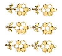 HEALSOPTHY 6pcs Metal Alloy Bee Charm Pendants for DIY Jewelry Making Keychain Accessories Cute Honeycomb Design for Necklace Bracelet Earrings Craft Projects