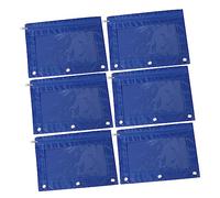 HEALSOPTHY 6pcs Oxford Cloth Pencil Bags File Folder Three-Hole Binder Pen Pouches Large Capacity Blue Stationery Organizers for Office and School Use