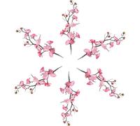 HEALSOPTHY 6pcs Plum Blossom Branch Cake Picks, Pink Plastic Dessert Toppers with Light Weight Photo Prop for Baby Shower and Wedding, Doll Cake Topper Decorations