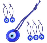 HEALSOPTHY 6pcs Turkish Evil Eye Glass Eye Pendant Hanging Adornments for Wall Decor Beautiful Turkish Bead Pendant for Ramadan Hanging Ornament and Home Decoration