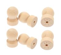 HEALSOPTHY 6pcs Wood Stamp Handles Replacement Round Solid Wood Scrapbooking Stamper Handles Versatile Wooden Stamp Parts with Smooth Carved Surface for Crafting and Wax Seals