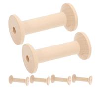 HEALSOPTHY 6pcs Wooden Bobbin Unfinished Solid Wood Spools for Sewing Thread Wire Ribbon Holder Smooth Surface Craft Spools for Embroidery Winding and Organizing Cords in DIY Projects
