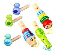 HEALSOPTHY 6Pcs Wooden Cartoon Animal Whistle Musical Instruments for Birthday Party Favors Lightweight Smooth Surface Whistle to Enhance Rhythm and Music Interest