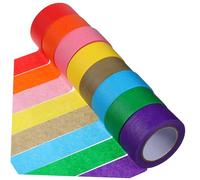 HEALSOPTHY 8 Rolls Colored Paper Masking Tape for DIY Crafting and Painting Writable Crepe Artist Tape in Vibrant Colors Easy to Tear and Apply for Labeling Scrapbooking Office and Classroom