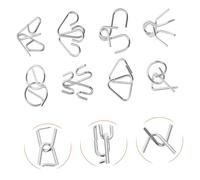 HEALSOPTHY 8pcs Brain Teaser Puzzles Educational Metal Unlocking for Cognitive Development Problem Solving Concentration Exercise Wear-resistant Playthings