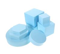 HEALSOPTHY 8pcs Cube Photography Props Set for Cosmetics and Jewelry Shooting, Geometric Foam Posing Blocks Decorative Photo Background, Light Blue Table Studio Accessories for Product Photos