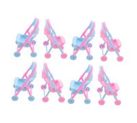 HEALSOPTHY 8pcs Miniature Doll Stroller Realistic Detailed Pushchair Accessories for Dollhouse Role Play Portable Pretend Push Pram for Little Imaginative Play