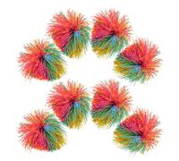 HEALSOPTHY 8Pcs Sensory Stringy Pom Balls Set Small 8Cm Elastic Rubber Bouncy for Colorful Monkey Pom Balls for Sensory Play and Therapy, Birthday Party Favors