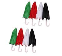 HEALSOPTHY 8Pcs Small Doll Umbrellas for DIY Crafting Miniature Umbrella Accessories with Cloth and Plastic Mixed Colors for Dollhouse Decoration and Play