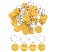 HEALSOPTHY Aluminium Luggage Id Tags with Metal Key Ring Labels, Yellow Number Storage Tags for Classification and Carrying Several Keys, for Agents and Landlords