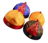 HEALSOPTHY Ancient Qing Dynasty Emperor Hat Set 4 Pcs with Braids for Theatre and Photography Props