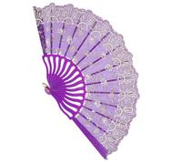 HEALSOPTHY Antique Vintage Lace Folding Hand Fan for Women Traditional Chinese Style Handheld Fan with Floral Rose Pattern Decorative Cooling Accessory for Stage Performance Home Decor and