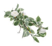 HEALSOPTHY Artificial Rose Garland with Evergreen Faux Greenery Hanging Vine Vibrant Textured Holiday Door and Staircase Decor Reusable Christmas Mantel and Window Backdrop for Festive
