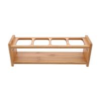 HEALSOPTHY Bamboo Khaki Seasoning Storage Rack with Four-holes Design and Elegant Presentation Kitchen Storage Organizer for Kitchen Organization for Condiment Bottles