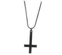 HEALSOPTHY Black Stainless Steel Cross Necklace for Men Delicate Faith Pendant for All Occasions Fashionable Accessory for Weddings Parties and Daily Wear
