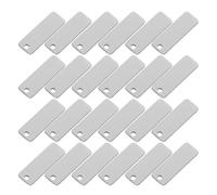 HEALSOPTHY Blank Tags Polished Metal Keyrings Stainless Steel 25pcs with Mirror Finish Rectangular Shape Key Security for Jewellery Making on The Go