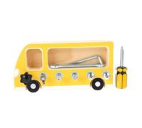 HEALSOPTHY Busy Board Bus Shaped Educational Wooden Screw Nut Cognitive for Preschool Learning Activity Construction Gift