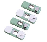 HEALSOPTHY Child Safety Lock Cabinet Latches Baby Proofing Latch 4 Pcs (Gray Green) Anti-Pinch Abs 360 Degree Rotation Button Design One Second Lock Hard for Baby to Unlock Drawer Door