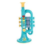 HEALSOPTHY Childrens Trumpet in Light Blue Musical Wind Instrument for Learning and Development Educational Birthday Gift with Strap Safe and Design