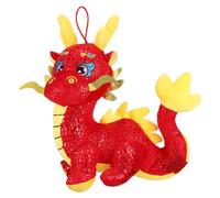 HEALSOPTHY Chinese Style Dragon Stuffed Doll Red Gold Festive Mascot for Lunar Year Celebration Traditional Lucky Ornament with Delicate Craftsmanship and Vibrant Colors