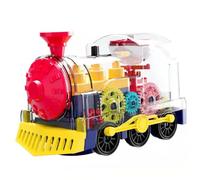 HEALSOPTHY Creative Electric Train with Light and Music Simulation Wheel for Automatic Direction Change Transparent Shell Showing Colorful Gears Interactive Model
