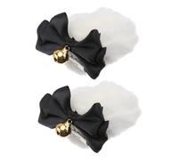 HEALSOPTHY Cute Bear Ears Hair Clip with Plush Bowknot Tail Soft Party Hairpin Accessories for Women and Easy to Wear and Protect Hair for Daily and Festival Hairstyles Black and White