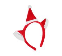 HEALSOPTHY Cute Cat Ear Christmas Santa Hat Headband for Holiday Parties and Cosplay One Fits All Festive Cat Hair Accessory for Women and Gift and Fun Spa Headband for Pets