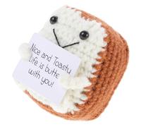 HEALSOPTHY Cute Handmade Woolen Yarn Toast Doll Small Knitted Craft Ornament for Party Festival Masquerade Light Color Crochet Decoration Friends and Family