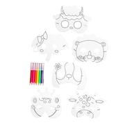 HEALSOPTHY DIY Animal Paper Masks for Blank Hand-painted Cartoon Faces Including Dog Lion Elephant Deer Goat Frog with Color Pens Creative Craft Activity for Party Favors Promotes Imagination