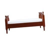 HEALSOPTHY Dollhouse Double Bed Miniature Role Playing Wooden Doll Furniture Dollhouse Furniture Mini Bed Cloth Brown