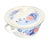 HEALSOPTHY Double Handle Enamels Storage Basin Soup Pot Household Basin with Lid, Retro Decorative Style, One-piece Molding Technology, Easy to Clean, for Store Something and Random Style