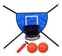 HEALSOPTHY Dunking Basketball Goal Attachment for Trampoline Indoor Outdoor Portable Hoop Kit with Pump and Balls Safe Sturdy Backboard Enhances Coordination and Balance Fun Play