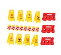 HEALSOPTHY Educational Traffic Road Signs Artificial Roadblock and Traffic Indicator with Yellow Crash Barrels English Warning Signs Red Water Barriers Cognitive Learning