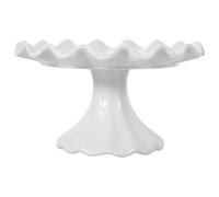 HEALSOPTHY Elegant European Ceramic Cake Stand with Unique Wave Shape and High Base, Multi-functional Dessert Display for Party and Home Use, White Footed Cake Tray for Snacks and Fruits