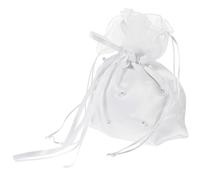 HEALSOPTHY Elegant White Bridal Drawstring Bag Satin and Sheer Organza Wedding Pouch Small Jewelry Storage Pouch for Bride and Bridesmaids
