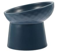 HEALSOPTHY Elevated Ceramic Cat Bowls with Raised Design and Smooth Surface Navy Nordic-style Ceramic Cat Bowl for Pets Combining Unique Shape and Contemporary Style