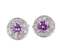 HEALSOPTHY Fashionable Alloy Cufflinks with Rhinestone Inlay for Men S Shirts Decorative Replacement Buttons Easy to Sew Eye-catching Purple Design for Formal Wear